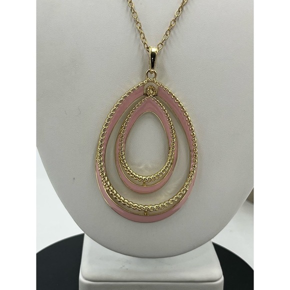 Monet Vintage Collection Limited Edition Gold Pink Enamel Necklace - Picture 1 of 9